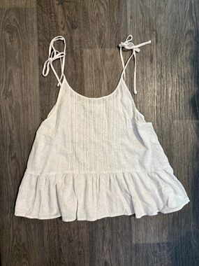 Abercrombie White Floral Tie-Strap Babydoll Top